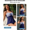 image:imageAleumdr Womens Two Piece Tankini Set Ruffle Tie Knot 2026 Summer Swimwear  Printed Swim Tank Top with Brief V Neck Bathing Suits for Womens Ruched Retro SwimsuitsNavy Blue Striped