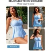 image:imageAleumdr Womens Two Piece Tankini Set Ruffle Tie Knot 2026 Summer Swimwear  Printed Swim Tank Top with Brief V Neck Bathing Suits for Womens Ruched Retro SwimsuitsBlue Striped