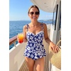 image:imageAleumdr Womens Two Piece Tankini Set Ruffle Tie Knot 2026 Summer Swimwear  Printed Swim Tank Top with Brief V Neck Bathing Suits for Womens Ruched Retro SwimsuitsBlue Floral