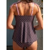 image:imageAleumdr Womens Two Piece Tankini Set Ruffle Tie Knot 2026 Summer Swimwear  Printed Swim Tank Top with Brief V Neck Bathing Suits for Womens Ruched Retro SwimsuitsBrown