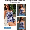 image:imageAleumdr Womens Two Piece Tankini Set Ruffle Tie Knot 2026 Summer Swimwear  Printed Swim Tank Top with Brief V Neck Bathing Suits for Womens Ruched Retro SwimsuitsBlue Floral