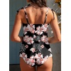 image:imageAleumdr Womens Two Piece Tankini Set Ruffle Tie Knot 2026 Summer Swimwear  Printed Swim Tank Top with Brief V Neck Bathing Suits for Womens Ruched Retro SwimsuitsBlack Floral