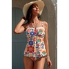 image:imageAleumdr Womens Two Piece Tankini Set Ruffle Tie Knot 2026 Summer Swimwear  Printed Swim Tank Top with Brief V Neck Bathing Suits for Womens Ruched Retro SwimsuitsRed Floral