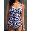 image:imageAleumdr Womens Two Piece Tankini Set Ruffle Tie Knot 2026 Summer Swimwear  Printed Swim Tank Top with Brief V Neck Bathing Suits for Womens Ruched Retro SwimsuitsBlue Floral