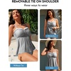 image:imageAleumdr Womens Two Piece Tankini Set Ruffle Tie Knot 2026 Summer Swimwear  Printed Swim Tank Top with Brief V Neck Bathing Suits for Womens Ruched Retro SwimsuitsBlack Striped