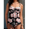 image:imageAleumdr Womens Two Piece Tankini Set Ruffle Tie Knot 2026 Summer Swimwear  Printed Swim Tank Top with Brief V Neck Bathing Suits for Womens Ruched Retro SwimsuitsBlack Floral