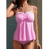 image:imageAleumdr Womens Two Piece Tankini Set Ruffle Tie Knot 2026 Summer Swimwear  Printed Swim Tank Top with Brief V Neck Bathing Suits for Womens Ruched Retro SwimsuitsPink Striped